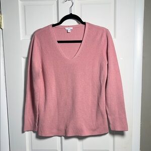 J. Jill Womens Cotton Blend V neck Rib knit Pink Sweater Medium